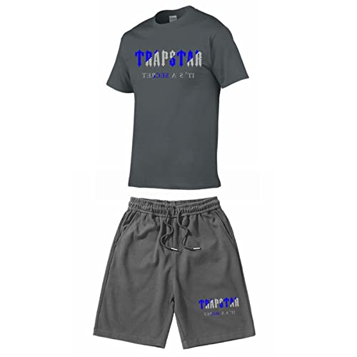 POLDOM Tuta Sportiva Da Uomo T-shirt Trapstar in 2 Pezzi Tuta Da Jogging Trapstar Set Top e Pantaloncini a Maniche Corte da Uomo Summer Tracksuit Set,Unisex (Color : 13, Dimensione : Medium)