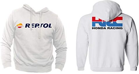 Generico Felpa HRC GP Tuning Felpa con Cappuccio Gara Moto Corse Motori (Bianco, XL)