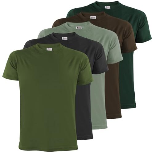 ALPIDEX T-Shirt Magliette da Uomo Confezione da 5 con Girocollo Taglie S M L XL XXL 3XL 4XL 5XL, Taglia:4XL, Colore:Forest