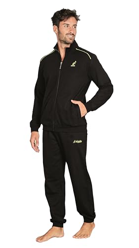 Australian Tuta Homewear Uomo In French Terry, Per Mezze Stagioni Vari Modelli Maschile, Primavera Autunno (IT, Testo, XL, Regular, Regular, AF81-Nero)