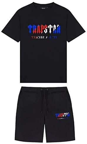 POLDOM Tuta Sportiva Da Uomo T-shirt Trapstar in 2 Pezzi Tuta Da Jogging Trapstar Set Top e Pantaloncini a Maniche Corte da Uomo Summer Tracksuit Set,Unisex (Color : 1, Dimensione : XXL)