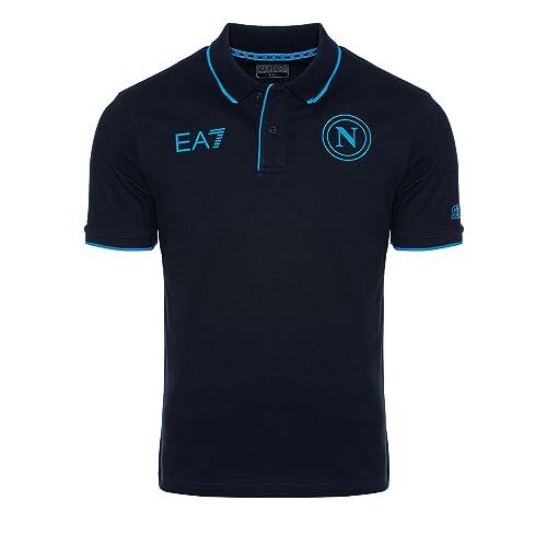 SSC NAPOLI Polo Rappresentanza Blu, EA7, Prodotto Ufficiale, Logo SSCN, inserti azzurri, mezze maniche, XXXL