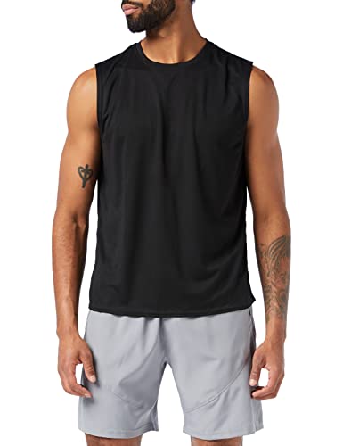 MEETYOO Canotte Uomo, Maglie Senza Maniche Palestra T Shirt Sportiva per Corsa Ciclismo Fitness Vest, Nero, XXL