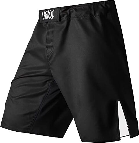 LAFROI Pantaloni da MMA, Boxe, Cross Training e Altri Sport da Combattimento, con Coulisse e Tasca, QJK01, Black, XL