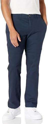 Amazon Essentials Pantaloni Chino Elasticizzati Casual dalla vestibilità Sportiva (Disponibili in Taglie Extra Forti) Uomo, Blu Marino, 35W / 29L