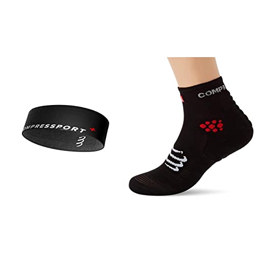 COMPRESSPORT Free Belt, Cintura da Trail Running Unisex-Adult, Nero, XS S &  PRO Racing Socks v3.0 Run High, Calzini da Gara Unisex-Adult, Nero, T3