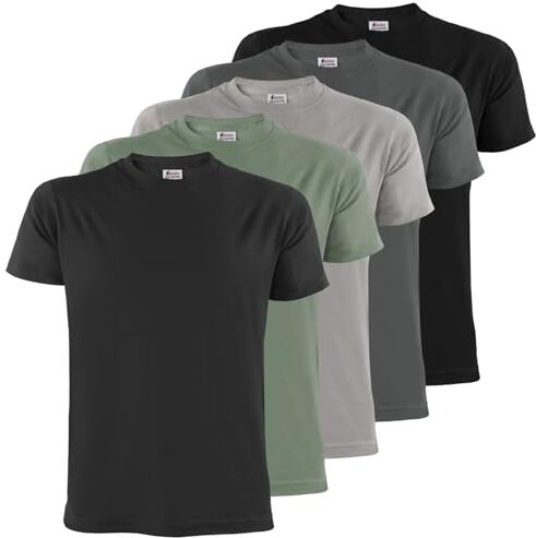 ALPIDEX T-Shirt Magliette da Uomo Confezione da 5 con Girocollo Taglie S M L XL XXL 3XL 4XL 5XL, Taglia:L, Colore:Storm