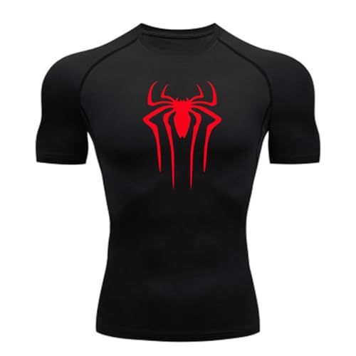 MIDUNU T-Shirt Manica Corta Spider Uomo Traspirante Quick Dry Sport Top Bodybuilding Tuta A Compressione Camicia Fitness Uomo,11,XL