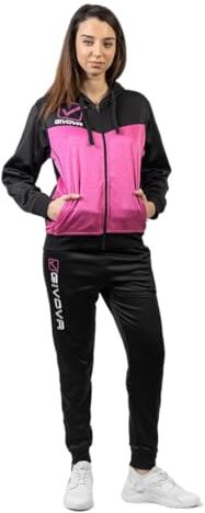 GIVOVA TUTA VISA MELANGE CON CAPPUCCIO POLARFLEECE ROSA FLUO/NERO Tg. XS