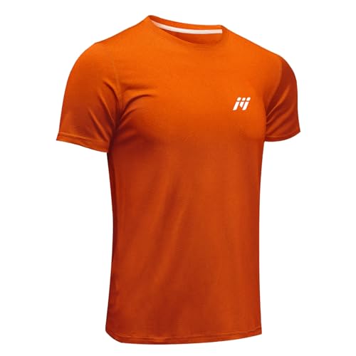 MEETWEE Maglietta Uomo, Maglia a Manica Corta Asciugatura Rapida Fitness T-Shirt da Sport per Corsa Palestra Fitness (Arancia, XL)