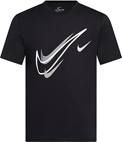 Nike Maglietta da uomo T-shirt da uomo con logo Swoosh T-shirt classica a maniche corte bianca DQ3944 100 Nuovo, Nero , L