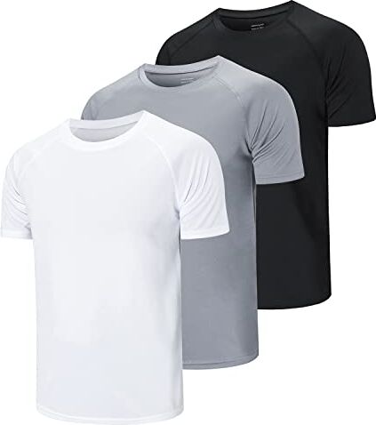 Cimic 3 Pezzi Maglietta Uomo Manica Corta T Shirt Palestra Trekking Running Maglia Traspirante Maglietta Sport Maglie Abbigliamento Estive Padel Sportiva Tshirt (590-Black Grey White-M)