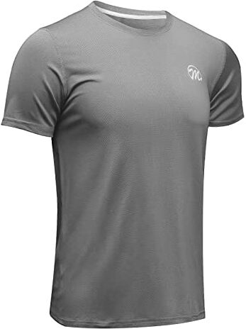 MEETWEE Maglietta Uomo, Maglia a Manica Corta Asciugatura Rapida Fitness T-Shirt da Sport per Corsa Palestra Fitness (Grigio Chiaro, XXL)