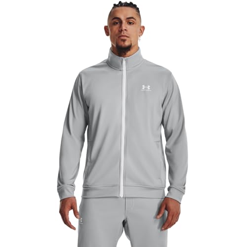 Under Armour Sportstyle Giacca Tricot, Felpa Uomo, MOD Grigio / / Bianco, L