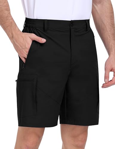 MoFiz Pantaloncini Cargo Uomo Pantaloncini da Trekking Pantaloni Corti Bermuda Golf Sportivi Leggeri Asciugatura Rapida Pantaloncini Escursionismo con 5 Tasche Nero Taglia EU 2XL