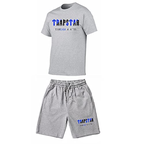 POLDOM Tuta Sportiva Da Uomo T-shirt Trapstar in 2 Pezzi Tuta Da Jogging Trapstar Set Top e Pantaloncini a Maniche Corte da Uomo Summer Tracksuit Set,Unisex (Color : 8, Dimensione : Large)