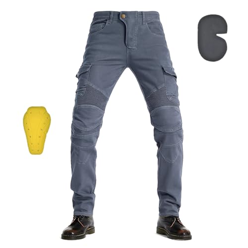 oFzimTo Pantaloni Moto Uomo con Protezion, Jeans Moto Elastico, Invernale/Estivo, Vari Colori Disponibili (pessimista,L)