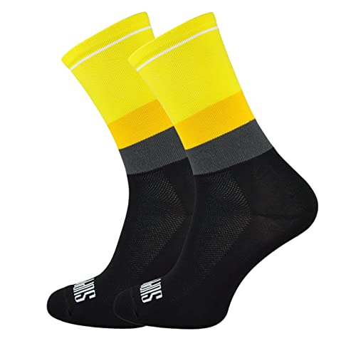 SUPPORT calzini da ciclismo da uomo tecnologia traspirante antiscivolo accessori monocolore unisex per escursionismo, arrampicata, per andare in bicicletta, Tone's Yellow 45-46 EU