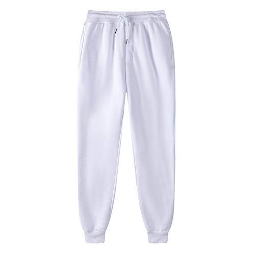 KEERADS Pantaloni Cross Mens Hip Hop Pants Casual Solid Color Track Cuff Lace-up Allenamento Pants with Pocket Gonna Pantaloncini Sexy (White-E, M)