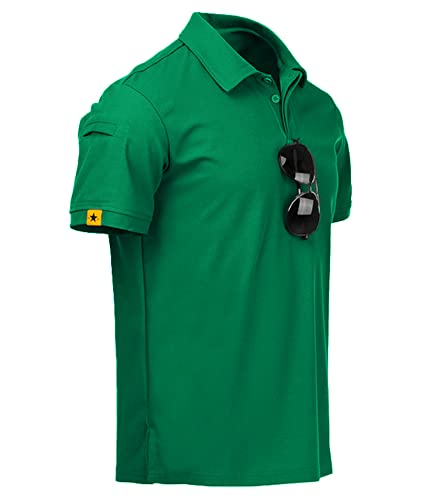 geeksport Polo da Uomo Golf Lavoro Tennis Manica Corta Vintage Casual T- Shirt Estivi all'aperto (Verde Scuro 2XL)
