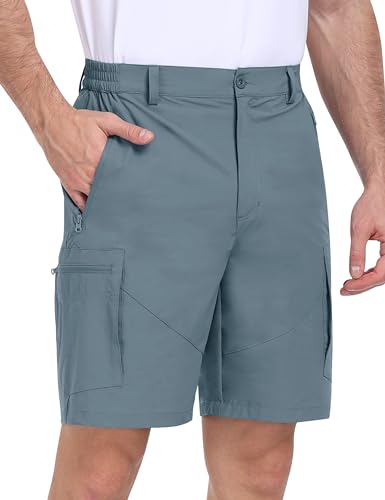 MoFiz Pantaloncini Cargo Uomo Pantaloncini da Trekking Pantaloni Corti Bermuda Golf Sportivi Leggeri Asciugatura Rapida Pantaloncini Escursionismo con 5 Tasche Grigio Blu Taglia EU M