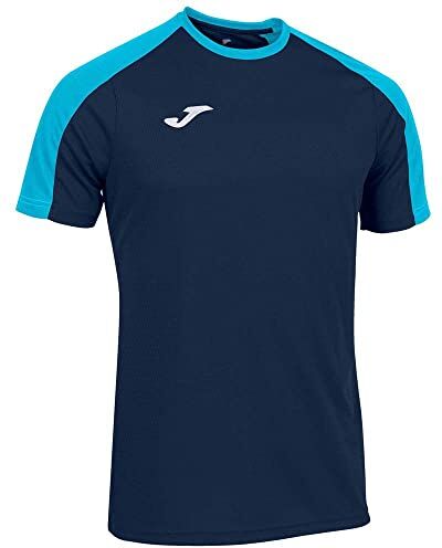 Joma Maglietta Manica Corta Eco Championship, Blu Navy/Turchese Fluo, XS Uomo