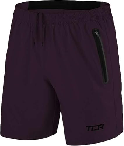 TCA Elite Tech Pantaloncini Corti Uomo Sportivi da Corsa con Tasche Laterali con Zip Viola, XXL