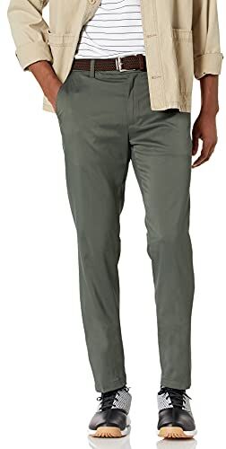 Amazon Essentials Pantaloni Elasticizzati Slim Uomo, Verde Oliva, 32W / 29L