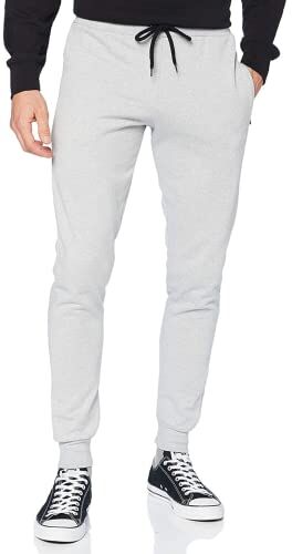 FM London Pantaloni Tuta Uomo Pantalone Tuta Uomo con Tasche con Zip Ottime per Uso Quotidiano e Sport Comodi e Morbidi Pantaloni da Jogging Pantaloni Palestra, Grigio, L