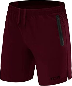 TCA Elite Tech Pantaloncini Corti Uomo Sportivi da Corsa con Tasche Laterali con Zip Marrone Scuro, XXL