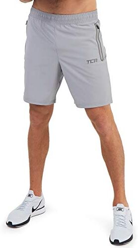 TCA Elite Tech Pantaloncini Corti Uomo Sportivi da Corsa con Tasche Laterali con Zip Grigio (Vecchio), XS