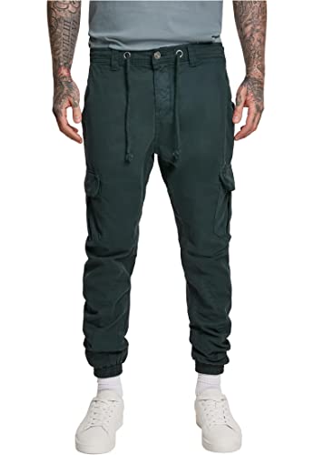 Urban Classics Pantaloni Cargo Uomo in Stile Militare, Pantaloni Slim Fit, Polsini alle Caviglie, Colore: Verde, Taglia: XS