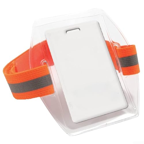 FACAIIO Fascia da braccio per sci e attività all'aperto, porta carte d'identità in plastica riflettente, PVC impermeabile e poliestere (arancione)