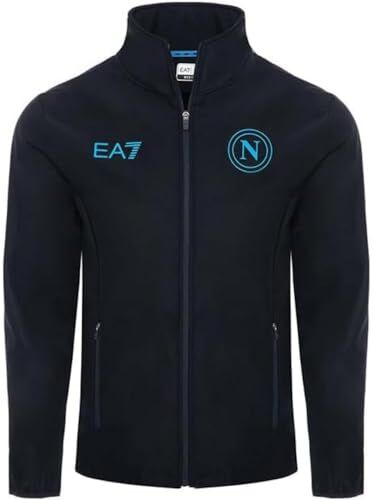 SSC NAPOLI Giacca Softshell Blu, EA7, Prodotto Ufficiale, Logo SSCN, invernale, chiusura zip, tasche laterali, tessuto elasticizzato, XL