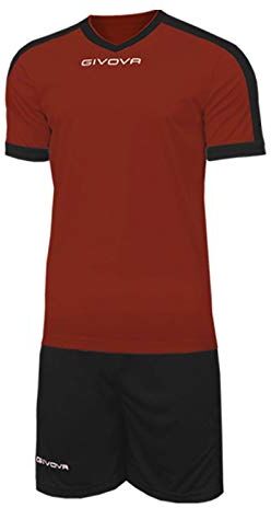 GIVOVA Revolution, Maglia E Pantaloncino Da Calcio Unisex Adulto, Granata/Nero, XXL