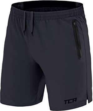 TCA Elite Tech Pantaloncini Corti Uomo Sportivi da Corsa con Tasche Laterali con Zip Grigio Scuro, S