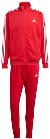 Adidas Basic 3-Stripes Tricot Tracksuit, Tuta Sportiva Uomo, Better Scarlet, L