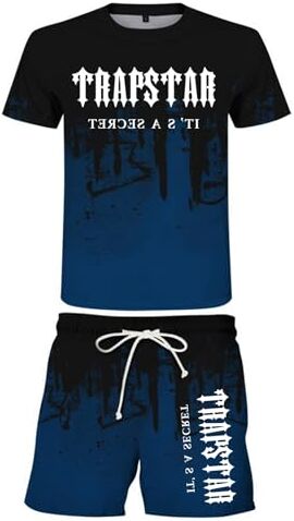 Generic Tuta Uomo Trapstar Tuta Trapstar Corta Maglietta Trapstar Uomo Estiva Trapstar Tuta con Pantaloni Tute Trapstar a Maniche Corte con Logo Stampato Camisa Trapstar Felpe Trapstar Unisex (S-2XL) Trapstar