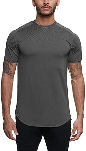 Atractivoll Maglietta Uomo, Maglia a Manica Corta Asciugatura Rapida Fitness T-Shirt da Sport per Corsa Palestra Fitness (XXL, Grigio)