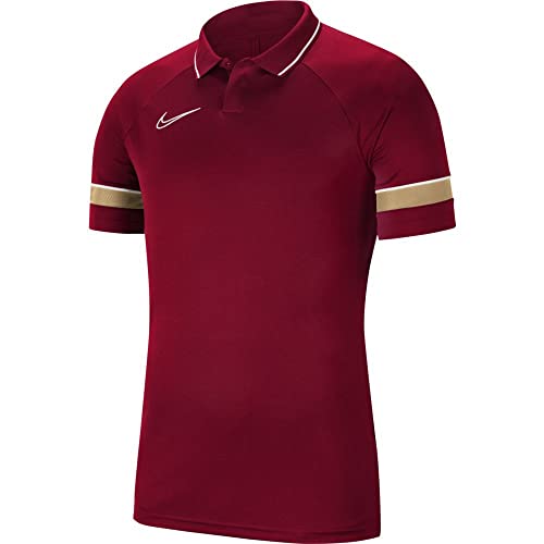 Nike Academy 21 Polo, Rosso/Bianco/Oro Jersey/Bianco, XL Uomo