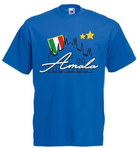 Vestipassioni t-Shirt celebrativa, Maglietta Personalizzabile, Sport Calcio Scudetto Italia Supporters Tifosi Ultras (Azzurro, 3XL)