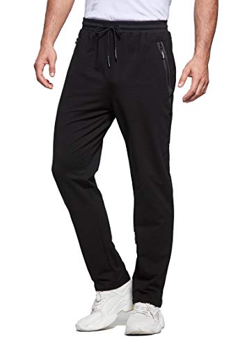 Tansozer Pantaloni Tuta Uomo Sportivi Pantalone Uomo Joggers Cotone Pantaloni Elasticizzati Uomo Jogging Felpa Fitness Pantaloni Neri L