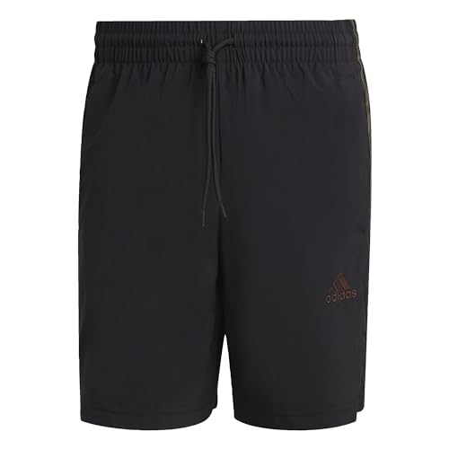 Adidas Aeroready Essentials Chelsea 3-stripes Shorts Pantaloncini, Black/Olive Strata, 4XL Tall Uomo