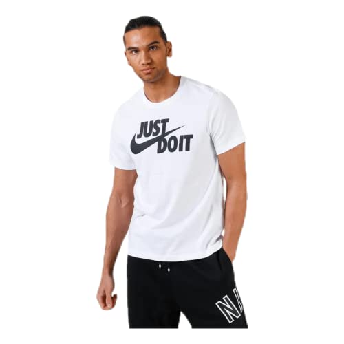 Nike Tee Just Do It Swoosh, T-Shirt Uomo, Bianco (White/Black 100), X-Large