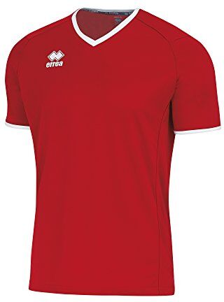 Errea Lennox Maglia MC AD, T-Shirt Uomo, Rosso Bianco, L