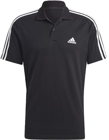 Adidas Uomo Essentials Piqué Embroidered Small Logo 3-Stripes Camicia polo, Black/White