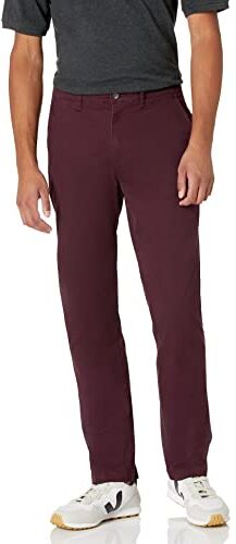 Amazon Essentials Pantaloni Chino Elasticizzati Casual dalla vestibilità Sportiva (Disponibili in Taglie Extra Forti) Uomo, Bordeaux, 35W / 30L