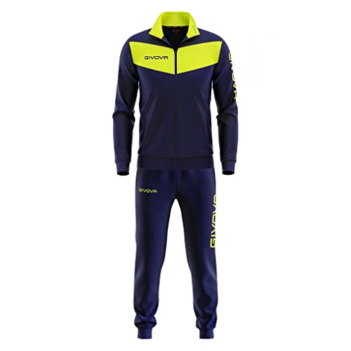 GIVOVA Visa Tuta Sportiva Uomo, Multicolore (Blu/Giallo Fluo), XS