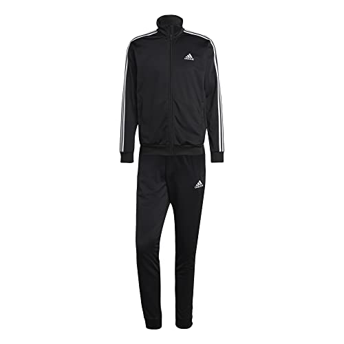 Adidas Basic 3-Stripes Tricot Tracksuit, Tuta Sportiva Uomo, Nero, L Tall 3 inch