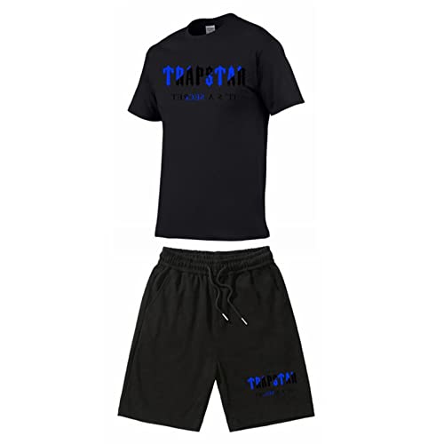 POLDOM Tuta Sportiva Da Uomo T-shirt Trapstar in 2 Pezzi Tuta Da Jogging Trapstar Set Top e Pantaloncini a Maniche Corte da Uomo Summer Tracksuit Set,Unisex (Color : 7, Dimensione : S)